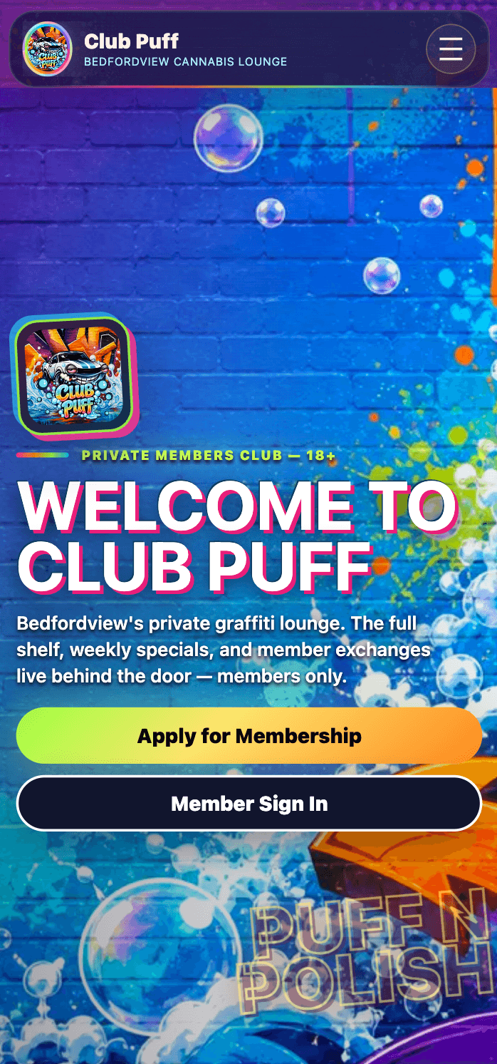 Club Puff mobile view